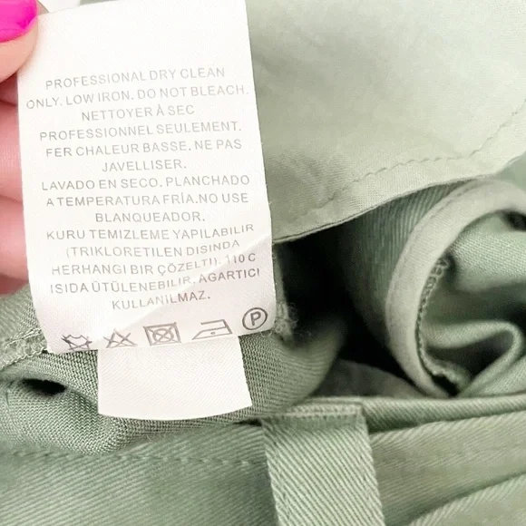 Tibi Green Slouch Tie Waist Cargo Pants